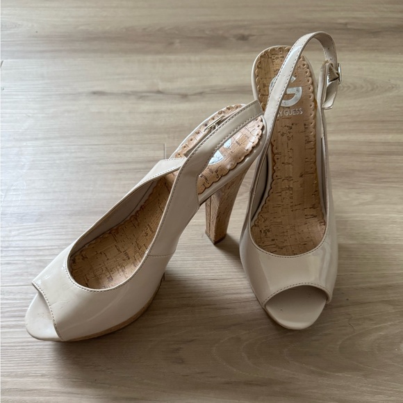Guess Cream Slingback Wedge Sandals - Picture 2 of 4